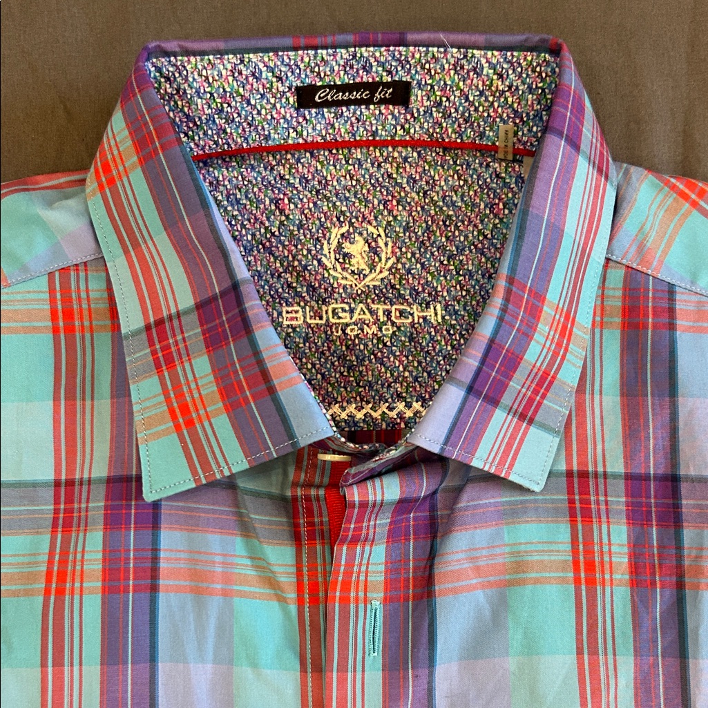 Bugatchi Men's Vibrant Plaid Button Down Shirt